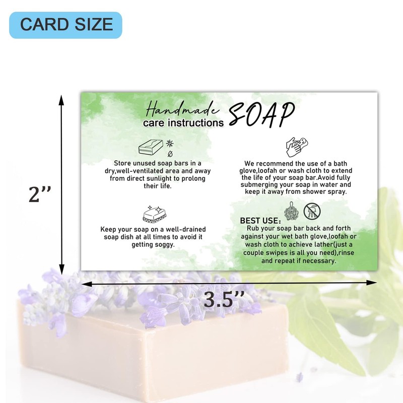 Handmade Soap Care Instructions, Handmade Soap Bar Card Instructions for