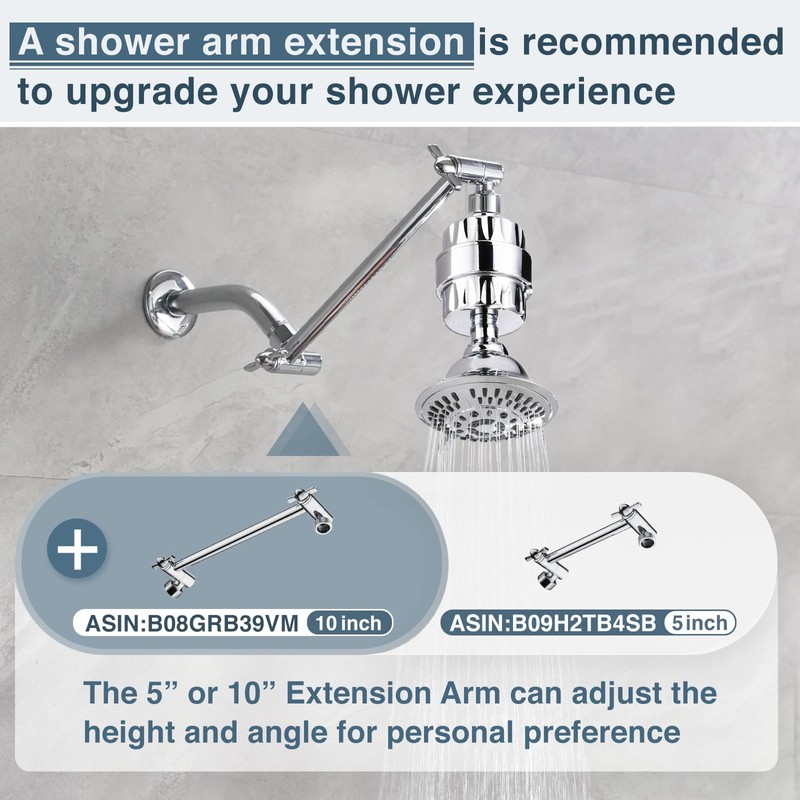 Bright Showers High Pressure Shower Head with Shower Filter, 5