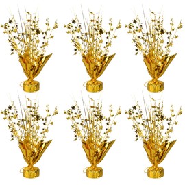 6 Pack Metallic Foil Spray Centerpiece Star Table Decoration Burst Table Centerpieces for Birthday Wedding Anniversary Graduation Holiday Party Supplies Decor, Gold