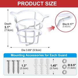 RosyOcean (6 Pack) White Fire Sprinkler Head Guard for Both 1/2" & 3/4" Sprinkler Head for Protecting Flush Mount & Side Wall & Semi - Recessed Sprinkler Head Cover Cage
