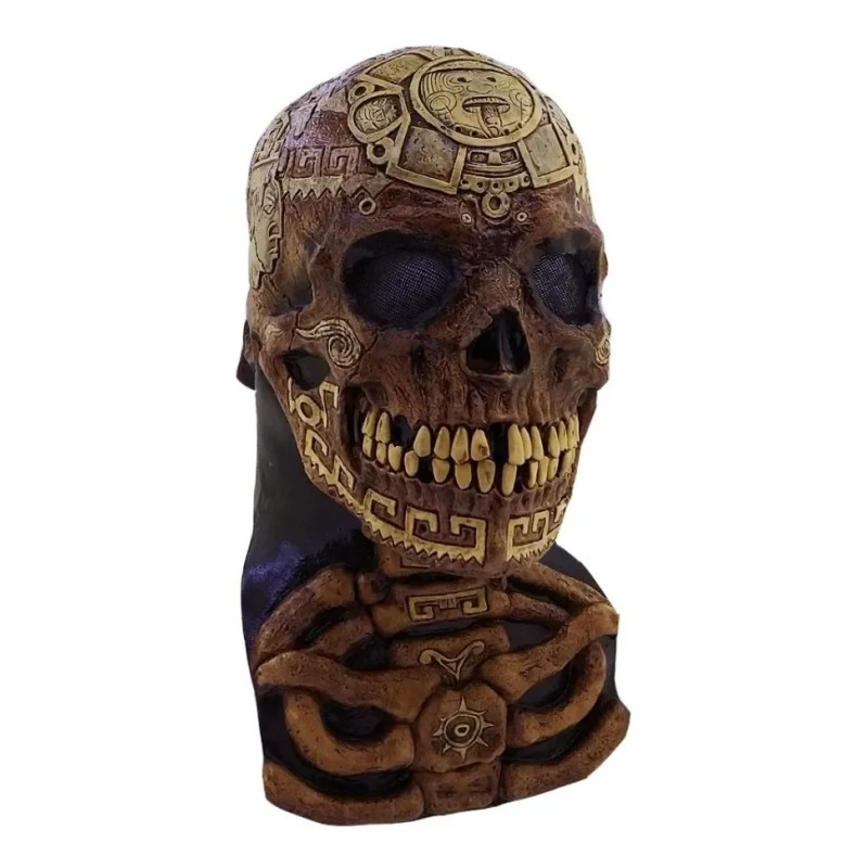Máscara De Calavera Azteca Cráneo México Halloween Ghoulish Café