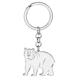 RAIDIN Stainless Steel Gold Silver Plated Cute Animal Key Ring Gifts for Women Girls Car Handbag Key Charms Accessories, Silver-156 Bear