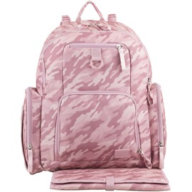 BODHI Baby Multi-Function Active Diaper Backpack with removable changing pad, Unisex, for Moms and Dads - Pink Camo