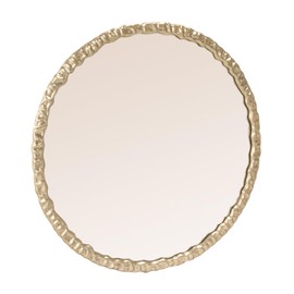 Bloomingville Round Textured Metal Framed Wall Mirror, Gold Finish