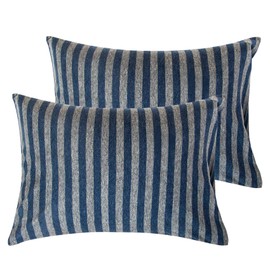 NTBAY Organic Cotton Toddler Pillowcases - Super Soft & Breathable Jersey Cotton Toddler Pillow Cases, 13”x18” Pillow Cases with Envelope Closure, Dark Blue and Grey Stripe