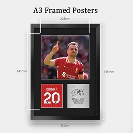 HWC Trading Diogo Jota Liverpool Gifts Printed Signed Autograph Picture for Football Fans and Supporters - A3 Portrait Framed