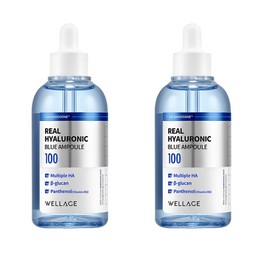 Wellage Real Hyaluronic Blue Ampoule 100ml x 2 / 웰라쥬 리얼 히알루로닉 블루 앰플 100ml x 2개