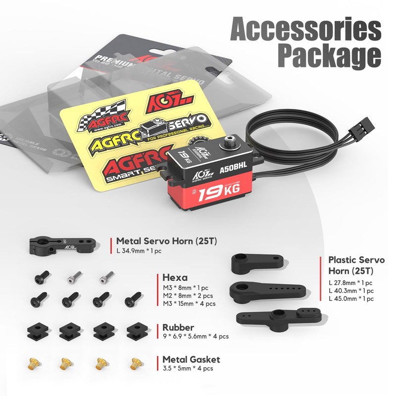 AGFRC 19KG RC Low-Profile Digital Servo - 0.073s High Speed,