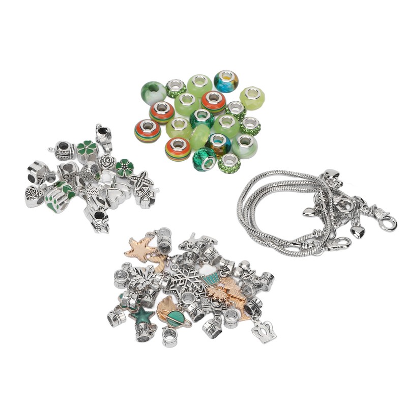Charm Bracelet Making Kit Basic Bracelets Colored Beads Pendants Jewelry