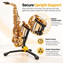 Foldable Alto Saxophone Stand for Practice and Storage – Portable Iron Tripod Floor Holder for Home and Rehearsals