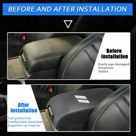 XYHGM Car Center Console Armrest Cover for 2022 2023 Dodge Charger 2011-2021/for Chrysler 300 2011-2022 2023 Leather Anti-Scratch Central Lid Protector Cushion Interior Accessories-Carbon Fibre+Black