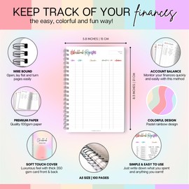 Checkbook Register for Finance Planning | Accounting Ledger Log Book for Personal and Work, Bills, Expenses, Credit Card Spending Tracker | A5 Pastel Rainbow