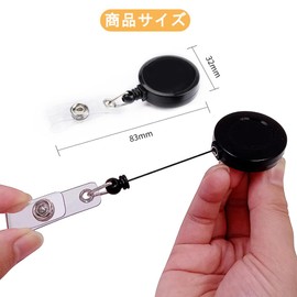 DFsucces Hanging Name Tag Reels, Set of 5, Reels, Name Tags, Reel Straps, Max Length 25.6 inches (65 cm), ID Card Reels, Drop Prevention, Rust Prevention, Black