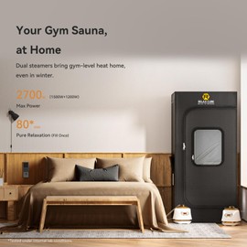 RelaxCube Portable Steam Sauna Dual 1500W+1200W 3L, Sauna Tent with Ergonomic High Back Sauna Chair, Full Body Personal Sauna Box for Home Spa Indoor, 75”x35”x35” XL Size Black