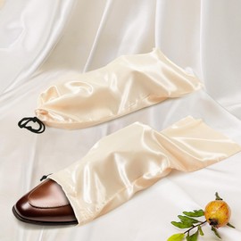 Ersmak 6 Pack Shoe Bags for Travel - Satin Shoe Bag with Drawstring - Beige Shoe Storage Bags for Protecting Storage Shoes - 17.7 x 7.9 In