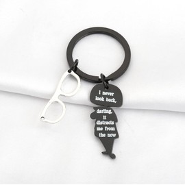 Edna Mode Quote Keychain I Never Look Back Darling it distracts from the now (black)