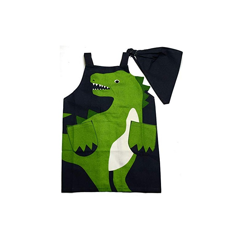 Friends Hill JW-405-28 Kids Apron, M, Hello Dinosaur Navy, 110-120