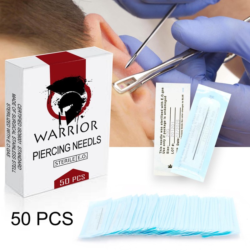 WARRIOR Amerikanische Nadeln für Piercing-Werkzeuge, Einweg, professionelles Körperpiercing (GERADE-24G)