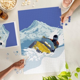 Lantern Press 1000 Piece Jigsaw Puzzle, Snowmobile