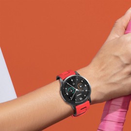 Amzpas Compatible with Coros Pace 2 Watch Band/Coros Apex (42mm), 20mm Quick Release Watch Band Sport Silicone Watch Strap Breathable Wristband for Women Men, Red/Black