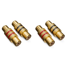 deleyCON 4 x RCA Coupler Set 2 x Black 2 x Red Audio Video Adapter RCA Female to RCA Female 2 x RCA Female Connector