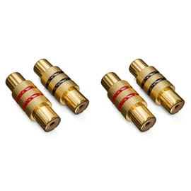 deleyCON 4 x RCA Coupler Set 2 x Black 2 x Red Audio Video Adapter RCA Female to RCA Female 2 x RCA Female Connector