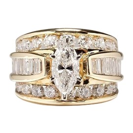 18K Gold Plated Bling Ring Simulated Diamond Iced Out Ring CZ Punky Rappers Ring Square Sign Hip Hop Ring AAA Zircon Inlaid Ring for Men/Woman Size 7