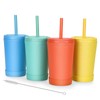 Homestockplus Reusable Wheat Straw Cups with Lids and Silicone Straws,