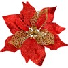 20 Set 8.7" Wide 3 Layers Christmas Red Glitter Poinsettia