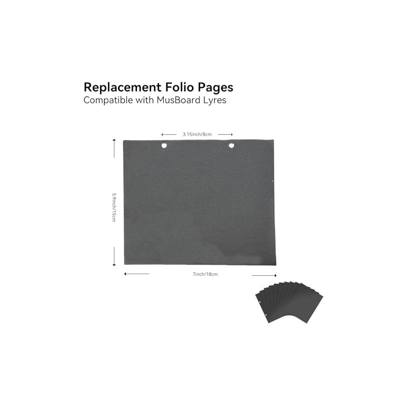 MusBoard Replacement Folio Pages MB-FPG10, 10 Pcs Sheets for Marching
