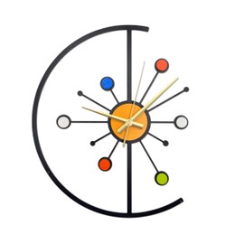 noxozoqm Unique Metal Wall Clock 14 Inch Mid-Century Modern Clock with Silent Mechanism Decorative Colorful Clock for Living Room, Kitchen, Office DecorMetal Wall Clock