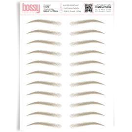 Brows by Bossy Studio & Co Temporary Eyebrow Tattoos Waterproof Eyebrow Stickers, False Tattoos Hair Like Peel Off Instant Transfer Brow classic taupe