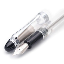 czxwyst 699 Negative Pressure Vaccum Filling Fountain Pen Original Box (Transparent with Silver Clip and Solid Grip, Medium Nib 0.7mm)