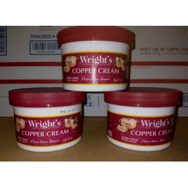 Wright (3) Wright's Copper and Brass Cream Cleaner  8 Ounce - Gently Cleans and Removes
