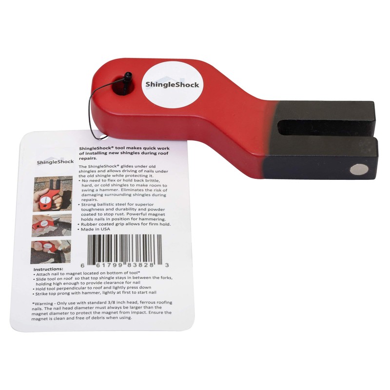 ShingleShock Roof Shingle Installer Roofing Tool, Steel Black, Rubber Grip,
