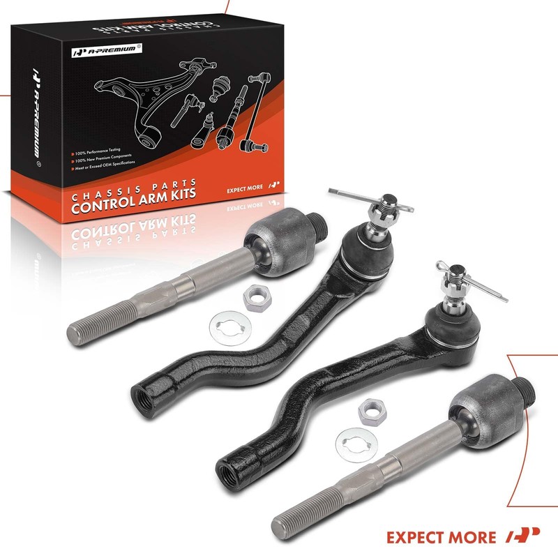 A-Premium Set of 4, Front Inner & Outer Tie Rod
