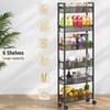 ThreeHio 6 Tier Slim Storage Cart, Narrow Cart with Wheels,