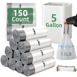 5 Gallon Small Trash Bags 150 Counts Extra Strong Drawstring Bathroom Trash Bags Small Garbage Bags Clear Trash Bag for Bathroom Bedroom Office Kitchen Trash Can