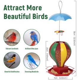 Fanosy Squirrel Proof Wild Bird Feeder, Large 6lb Capacity All-Metal Outdoors Hanging Bird Feeder, Unique Design 360° Bird Feeding, Outdoor Garden Use, Weather Resistant