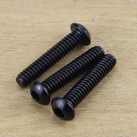 3/8-16 x 1-3/4" Button Head Socket Cap Bolts Screws, 304 Stainless Steel 18-8, Allen Hex Drive, Black Oxide Coated Finish, Fully Machine Thread, Pack of 10