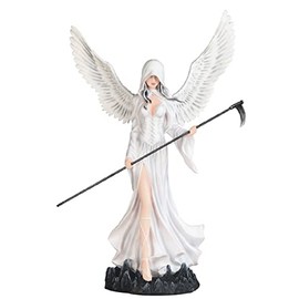 ICE ARMOR 24'' H Angel of Death in White Walking with Scythe Statue Fantasy Decoration Figurine Large Sculpture, Multicolor (78GSC91857)