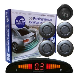 Dolphin DPS450F Front Parking Sensors In 32 Colours 4 Ultrasonic Radar Sensors Kit Audio & Display Alert System Matt & Gloss Black +30 More Colours (Storm Grey)