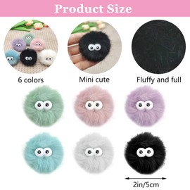 Niuhong Pack of 12 Colourful Pompoms Fur Pompoms Pendants Decoration Pompom Cartoon Eyes Decoration Funny Cute Fluffy Plush Balls DIY Craft Shoe Bags Keyring Accessories (A)
