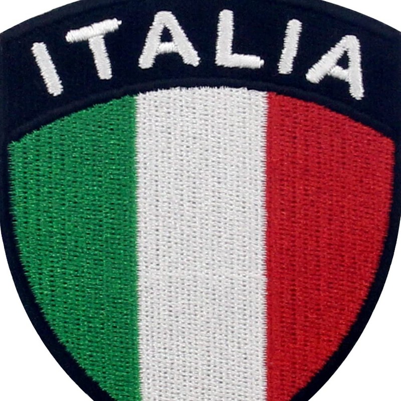 EmbTao Italy Shield Flag Patch Embroidered Applique Fastener Hook &