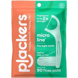 Plukers Micro Mint refresca el aliento, dental Flossers menta 90 cada uno (paquete de 10)