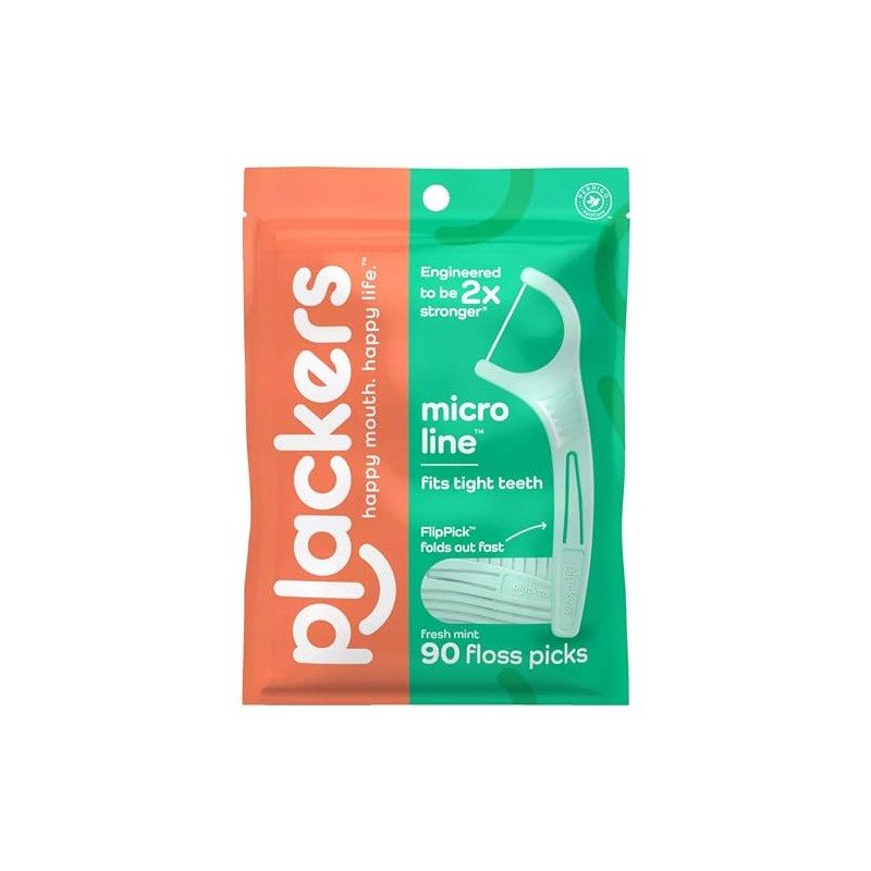 Plukers Micro Mint refresca el aliento, dental Flossers menta 90