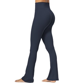 Sunzel Sunzfly No Front Seam Mini Flare Leggings for Women, Invisible Butt Scrunch Flared Yoga Pants with Tummy Control 34" Ash Blue Medium
