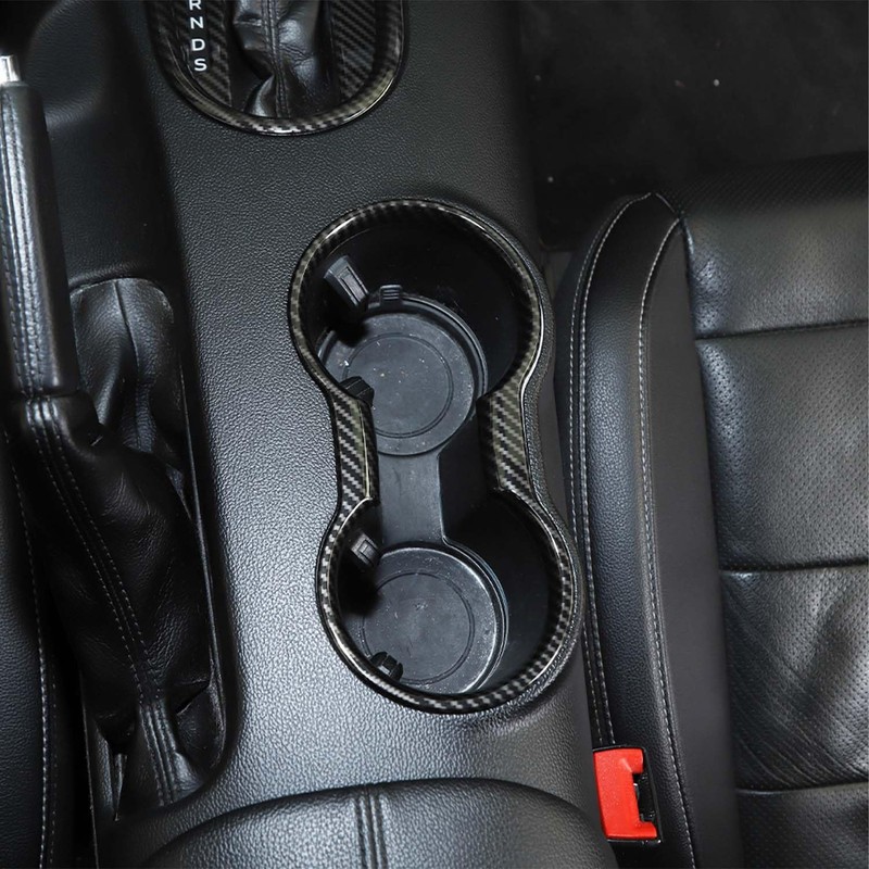 JeCar for Mustang Carbon Fiber Interior Cup Holder Cover Trim