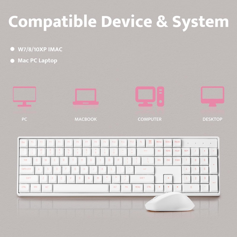 darkFlash Wireless Mechanical Keyboard and Mouse for Office, 106 Keys