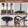 Yidelloc Black Farmhouse Chandelier 4 Lights, Vintage Cage Chandeliers E12